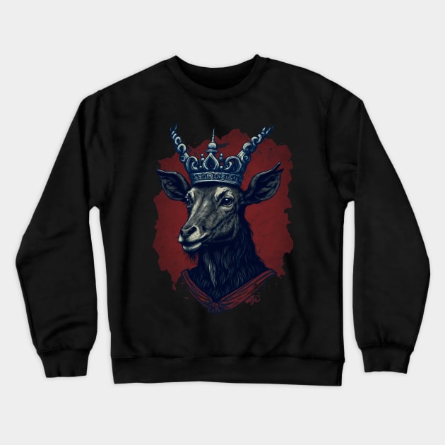 Goat King With Crown Crewneck Sweatshirt by K3rst